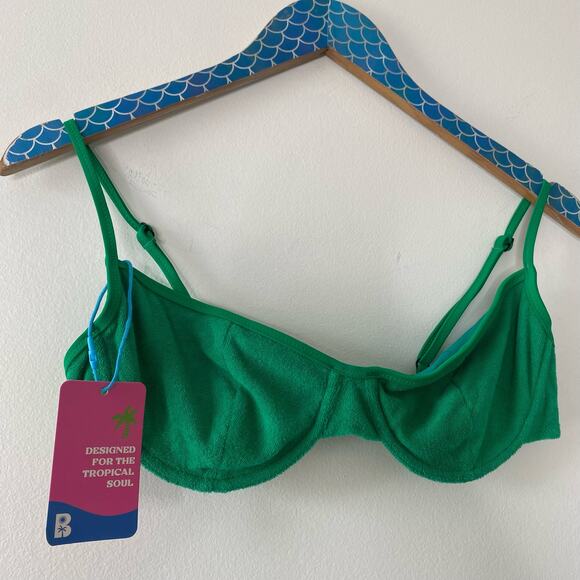 BLACKBOUGH SWIM Green Terry Fiona Underwire Bikini Swim Top Size Large - Picture 4 of 8